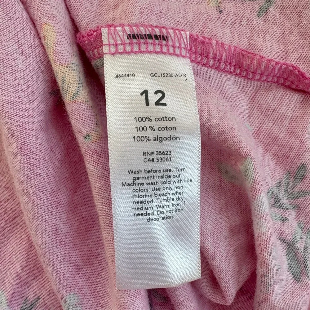 Carter's Girls Size 12‎ Pink Dress Tiger Floral Print Sleeveless Casual Summer